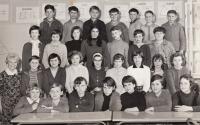 The 7th grade, Libuše in the 3rd row from the bottom 4th from the left (1966)