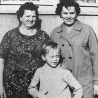 Tomáš Šponar, 1974, with his grand-aunt (left) who was hiding a Jewish girl during WWII and his grandmother who was imprisoned during WWII