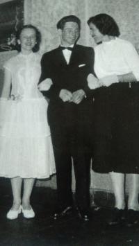 Maturita ball, between his future wife and future mother-in-law, Aš 1959