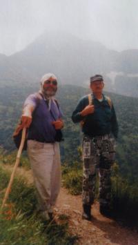 Joža Borsik (left) hiking down from the Belianske Tatras, 1995