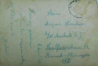 Pohled zaslaný bratrem Bohuslavem Dagmar Šimkové do nuceného nasazení v Pössnecku v Německu