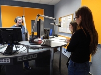 Students in a radio station in Karlovy Vary