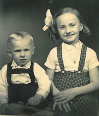 Eva Dědková with her brother