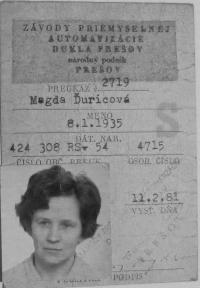 Preukaz Magda Ďuricová