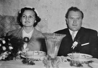 Květoslava Blahutová with her husband Antonín Blahut / wedding photo / 1953