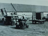 Grain mowing on the Hlobielka farm in Mistrin