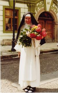 Sister Dominika with roses
