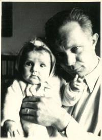 One-year-old Jana with her father