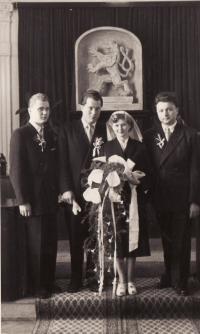 The wedding of Miroslav Hampl and Evženie in 1955