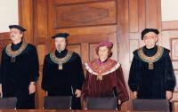 Josef Kovalčuk, 2nd from the left, as a dean during graduation ceremony