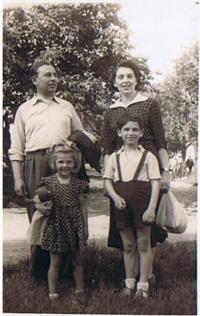 S. Rejthar with his family, as a crane operator, Prague 1951