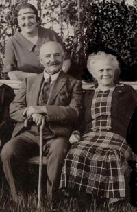 Josef Pacovský, grandfather, with grandmother and daughter Milada, 