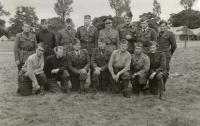 Soldiers from the Czechoslovak army - from Třebíč- at Cholmondeley Park, England, 1940. Miloš Novák sitting third left