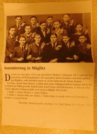 A letter Pavel's friend Robert Jerzabek sent from Germanz, with a photograph of the boys from Mohelnice (including PH) who were enlisted in the Reich Labour Service (Reichsarbeitdienst, RAD) in 1943, with information about how the men fared during the war.