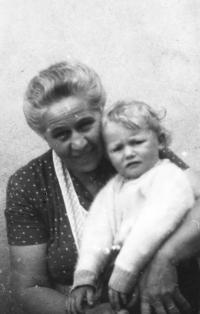 With his grandma Marie Burešová in 1953