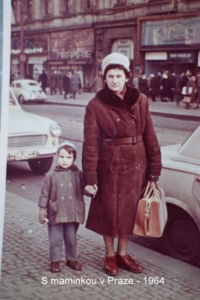 With his mom in 1964