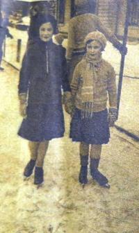 Eva Tauss with her younger sister Marta, Brno, January 1933.