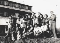 Pupils of Jiří Wolker Grammar School  during a school trip in 1952