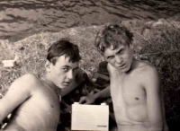 Jaroslav Kukol (on the right) and Zdeněk Pika; Žirmovice, 1964 
