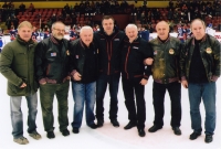 R. Farda's farwell from veterans active career, from left: R. Farda, ?, Jan Havel, ?, Jozef Golonka, ?, Milan Nový, November 2015