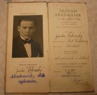 Picture of father, Jaroslav Vrbenský (senior), in a university credit book 