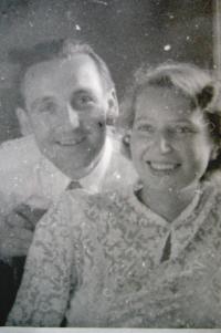 Eva Mádrová with husband in 1950