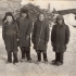 Василь Лесишин (на фото —  перший з лівої сторони) з друзями з Латвії, спецпоселення Усть-Шиш, зима 1952 або 1953 р.
